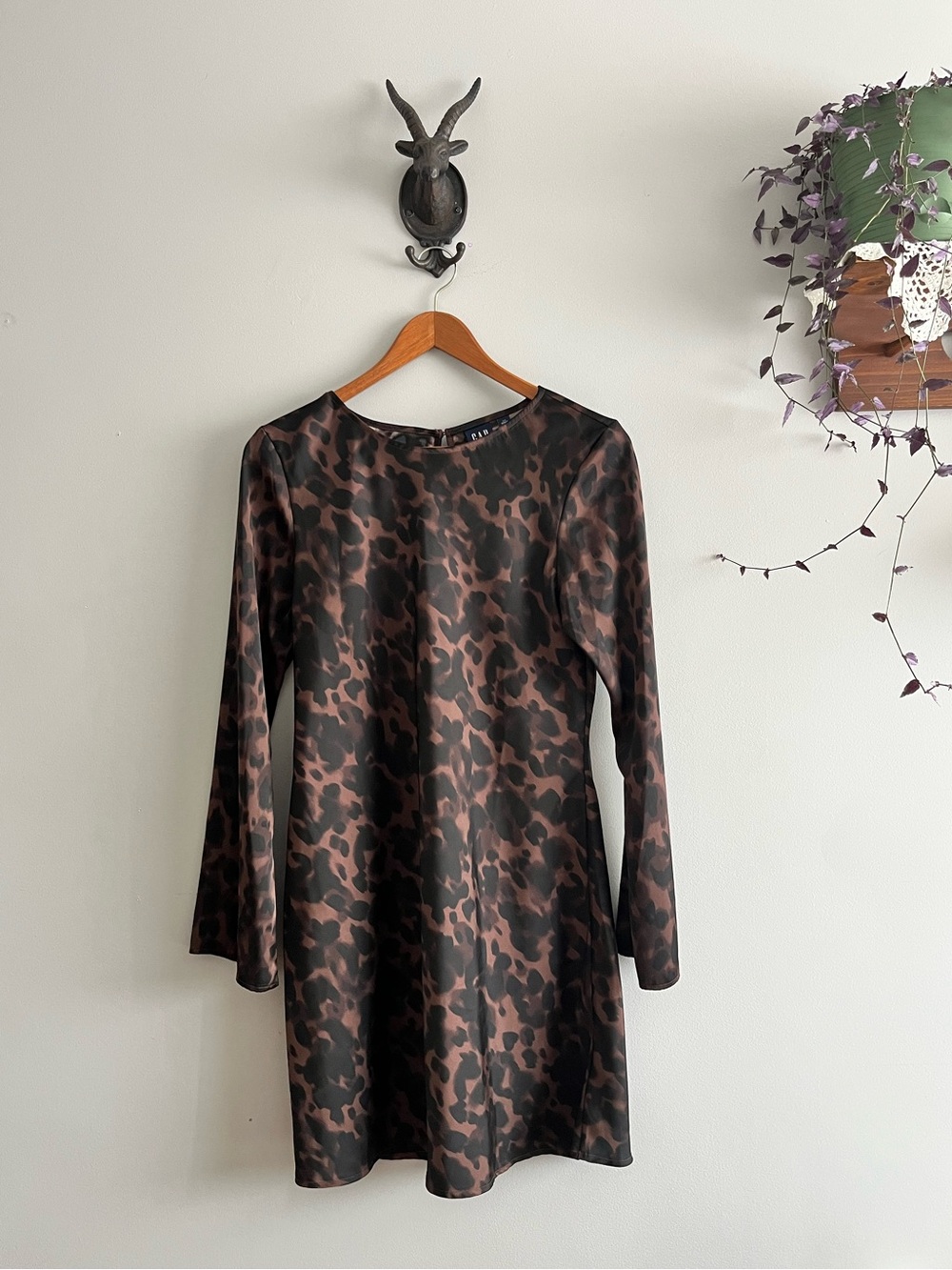 GAP Long Sleeve Animal Print Dress in Brown and Black size small